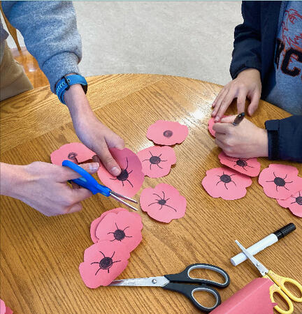 Cutting out poppies!